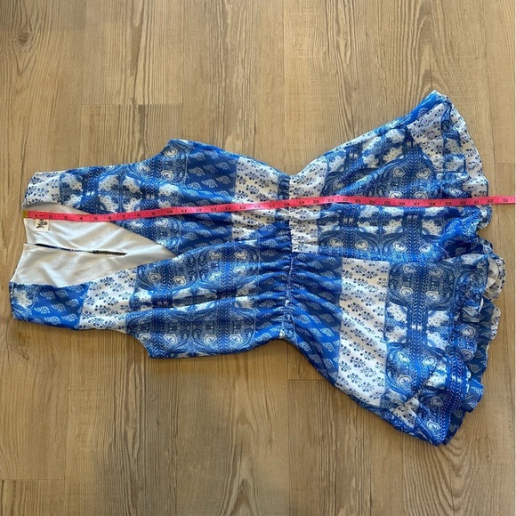 Show Me Your Mumu Riri Teacups Tulips Sz Small Blue White Floral Romper - Picture 9 of 9